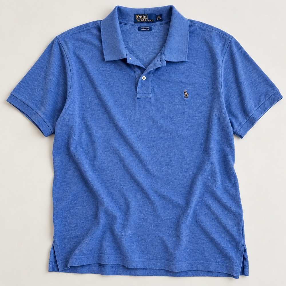 Polo Ralph Lauren Men XXL Blue Pima Cotton Custom Slim Fit Short Sleeve Polo